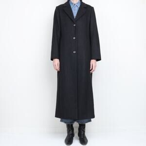 Vintage 100% Wool Charcoal Duster Long Maxi Coat 8